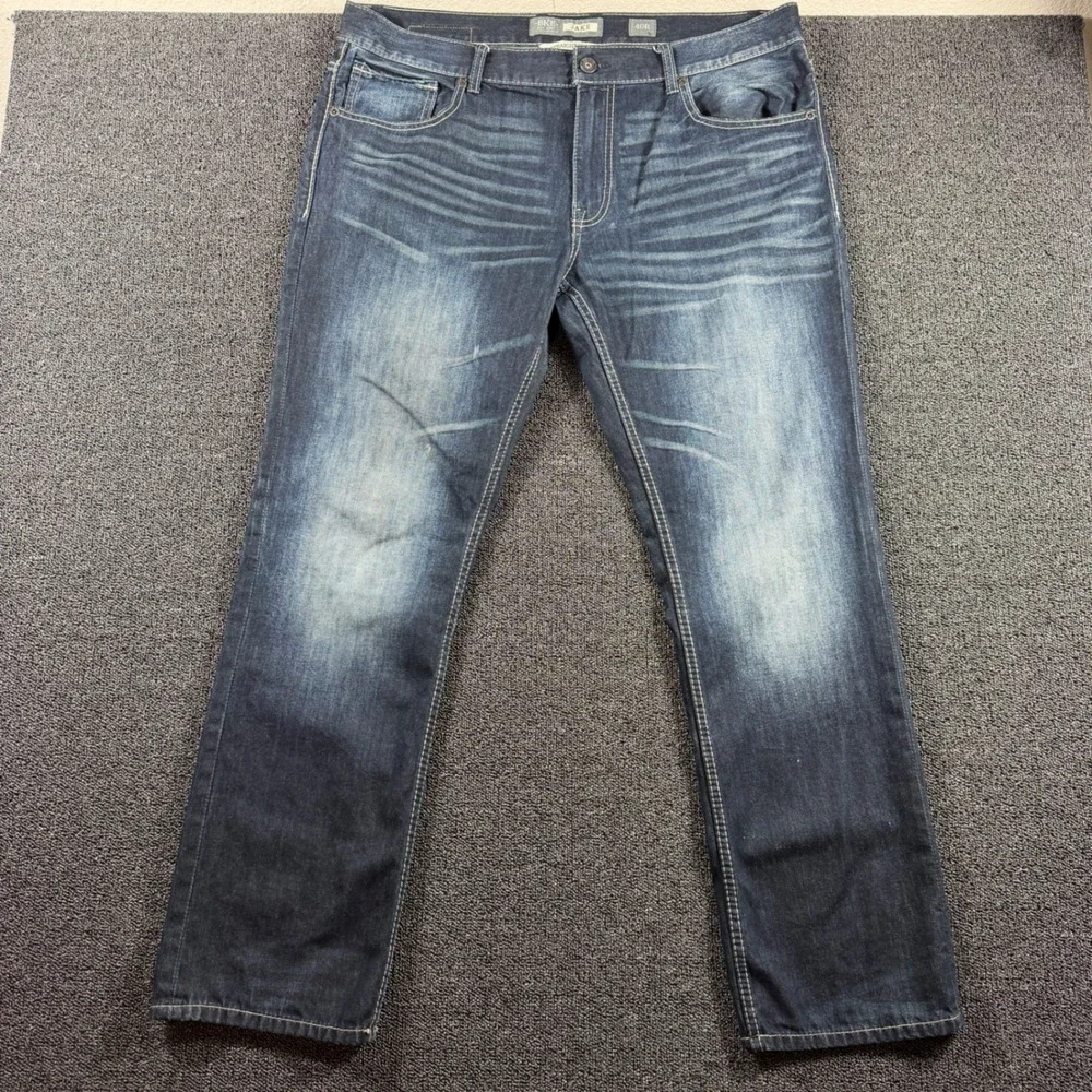 BKE Jake Straight Leg Jeans Men's 40x32 (40R) Dark Wash Denim Whiskered‎ Western